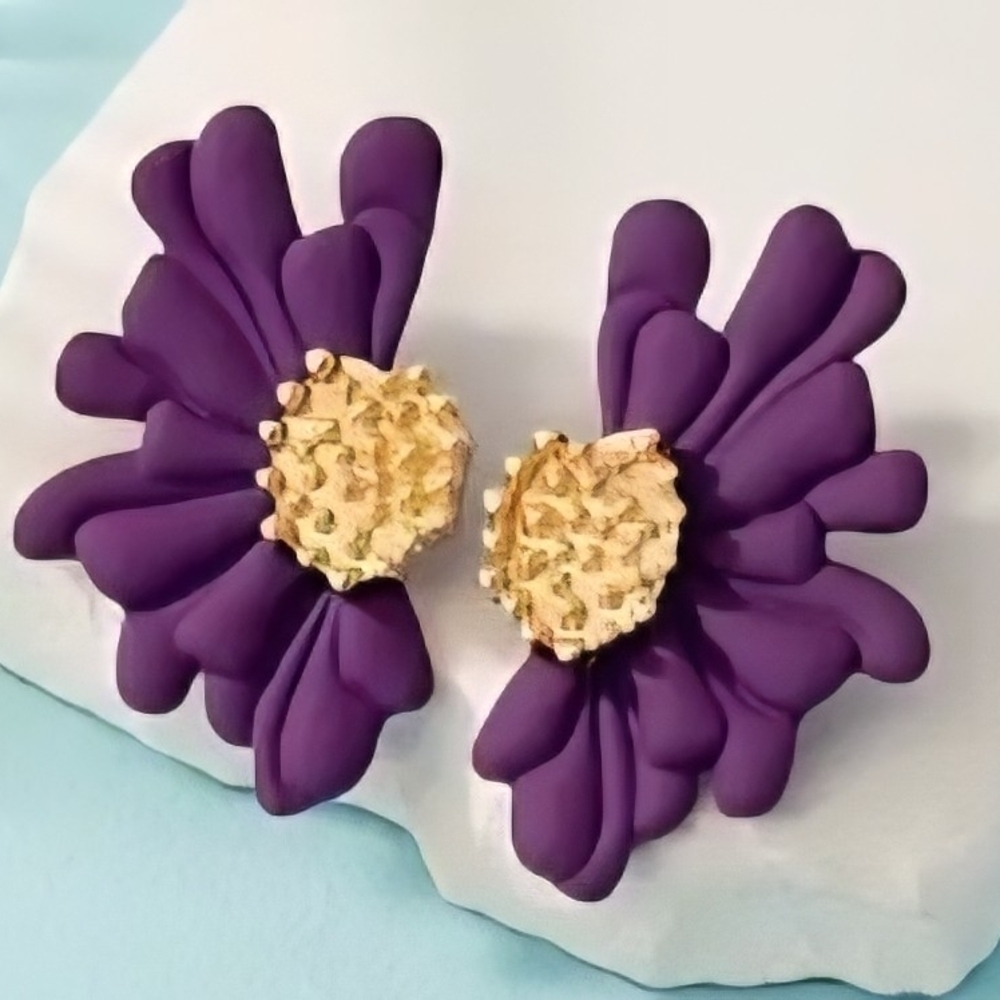 👌NEW - Purple and Gold Flower Earrings